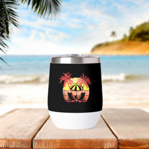 Beach Chairs Parasol Summer Sunset 80s Palm Tree