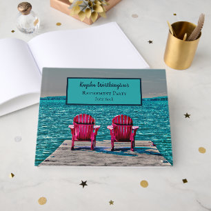 Beach Chairs Red Teal Lakehouse Retirement Guest Book
