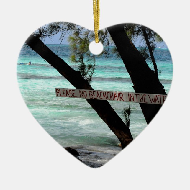 Beach Chairs Rum Point Grand Cayman Ceramic Ornament (Front)