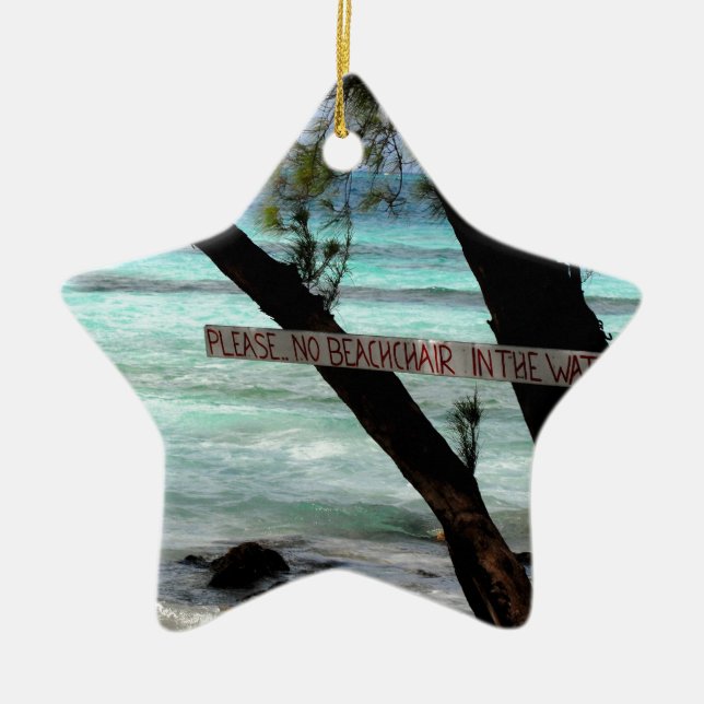 Beach Chairs Rum Point Grand Cayman Ceramic Ornament (Front)