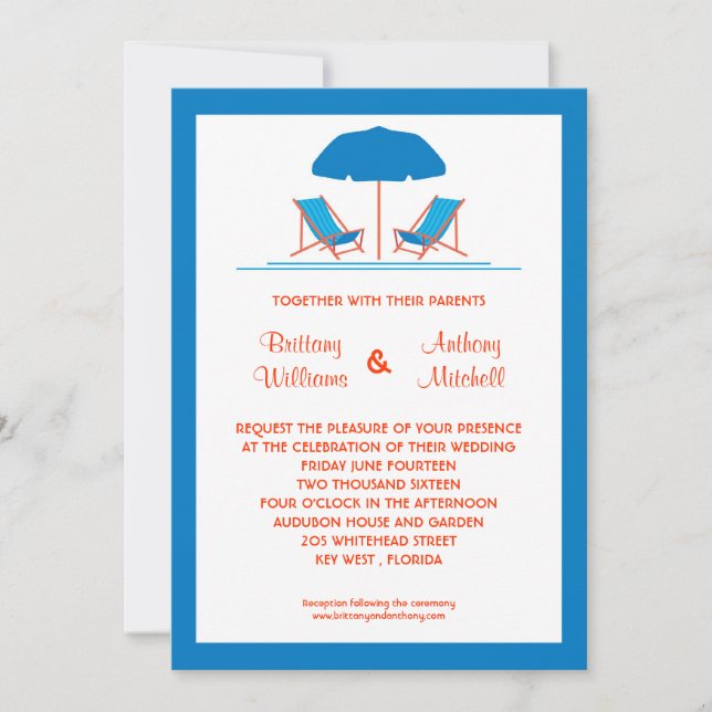 Beach Chairs Wedding Invitation (Front)