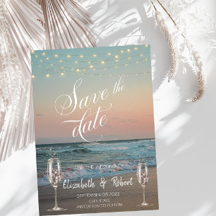 Beach Champagne Glass Save The Date 