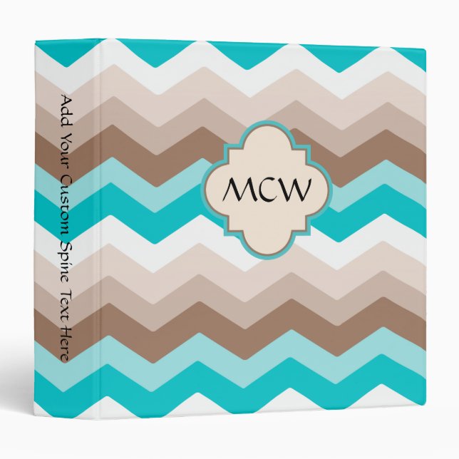 Beach Chevron Zigzag Monogram Binder (Front/Spine)