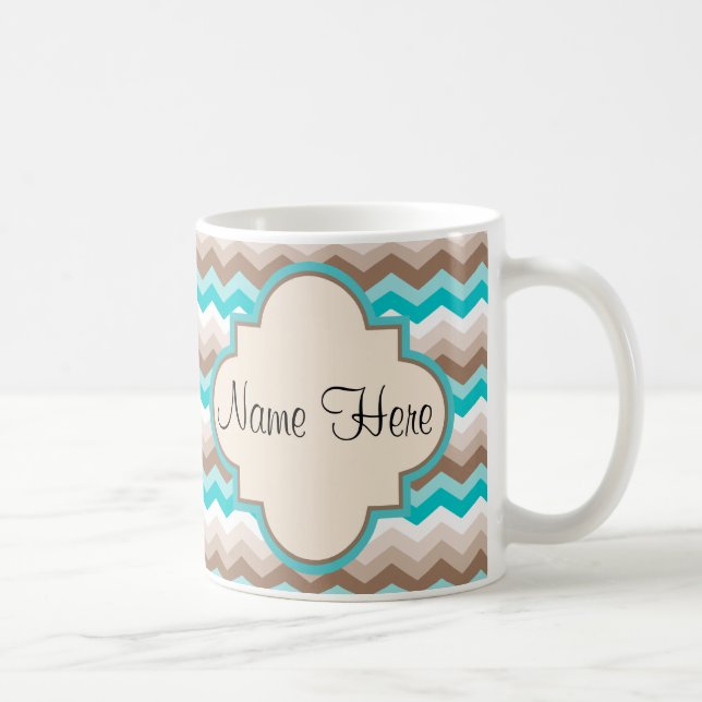 Beach Chevron Zigzag Name Coffee Mug (Right)