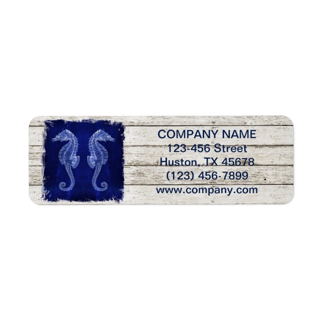 beach chic drift wood nautical blue seahorse (Front)