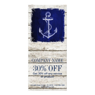 beach chic wood nautical navy blue anchor rack card