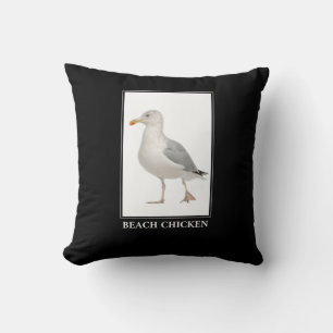 Beach Chicken – Seagull Gull Humour Throw Pillow