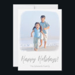 Beach Christmas Card | Tropical Coastal Photo Card<br><div class="desc">Coastal Christmas card for family beach pictures! Our silver print modern minimal watercolor family photo Christmas card design is perfect for family holiday cards. Just upload your family photos and watch them magically turn into a watercolor portrait! You can personalize the greetings and the names easily and order on your...</div>