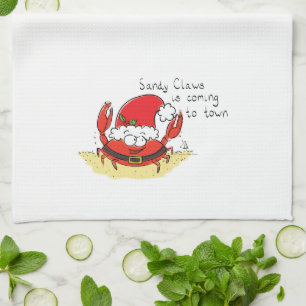Beach Christmas Crab Kitchen Towel