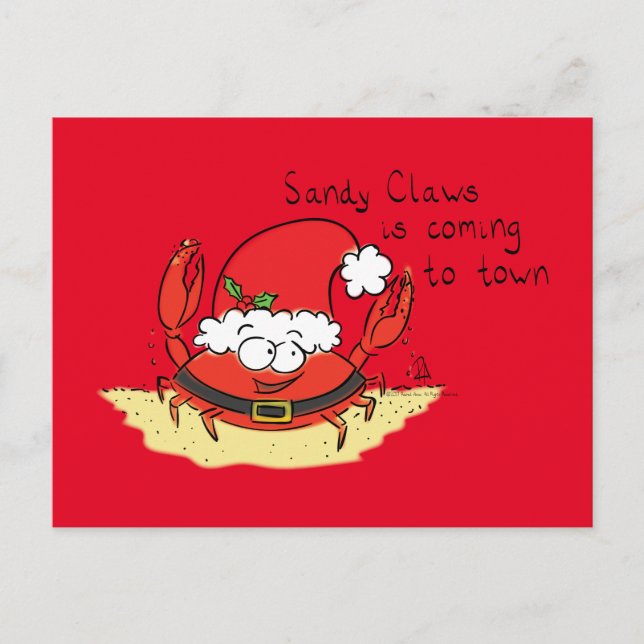 Beach Christmas Crab Postcard (Front)