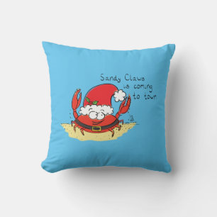 Beach Christmas Crab Throw Pillow
