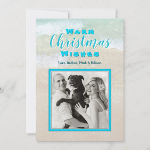 Beach Christmas Flat Photo personnalisée Cartes de