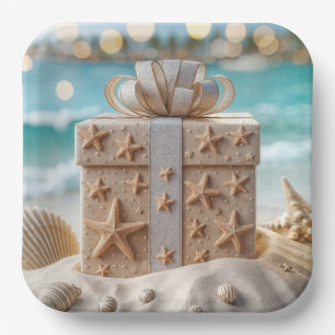 Beach Christmas Gift With Starfish Paper Plate