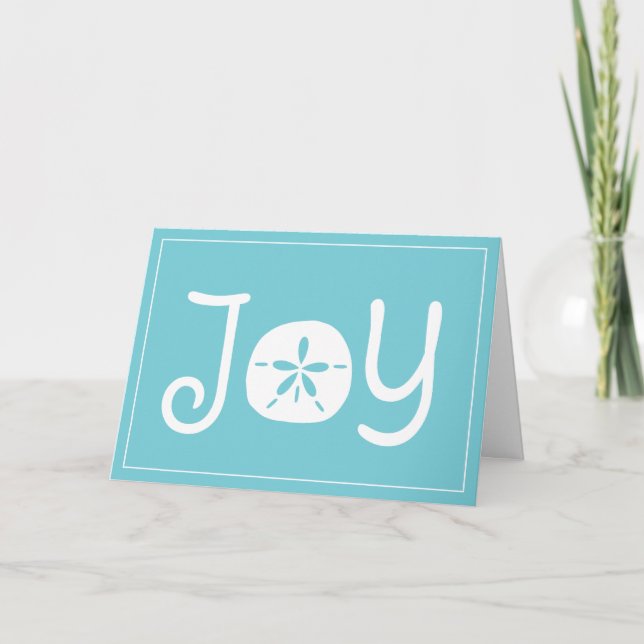 Beach Christmas Holiday Joy Sand Dollar Card (Front)
