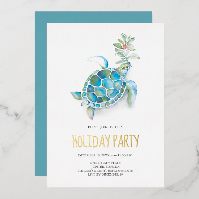Beach Christmas Holiday Party Invitation (Front/Back)