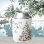 Beach Christmas In July Can Cooler<br><div class="desc">Celebrate the season with this festive and beachy can cooler sleeve, perfect for a Christmas in July gathering. The design features a whimsical Christmas tree made of beach shells, starfish, and coral on the right side, bringing a fun coastal vibe to your party setup. The colour palette includes soft shades...</div>