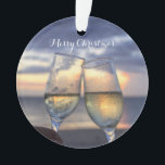 Beach Christmas Ornaments Acrylic Sunset<br><div class="desc">Beach Christmas ornaments (acrylic) with sunset and customizable text Merry Christmas. It measures 2.87 inches and it's printed on both sides.</div>