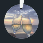 Beach Christmas Ornaments Acrylic Sunset<br><div class="desc">Beach Christmas ornaments (acrylic) with sunset and customizable text Merry Christmas. It measures 2.87 inches and it's printed on both sides.</div>