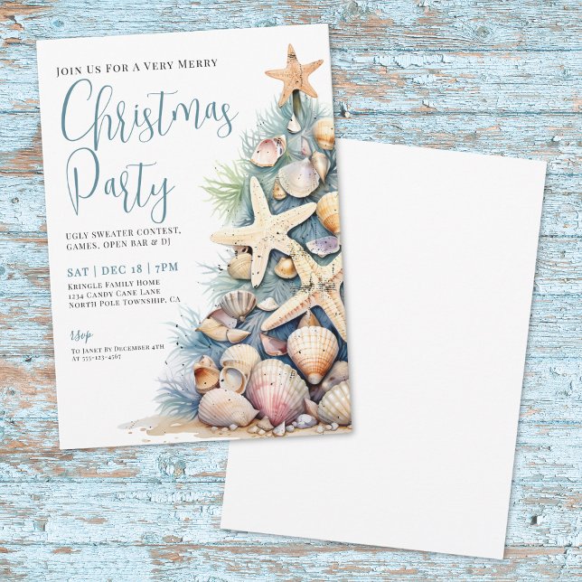 Beach Christmas Party Invitation (Beach Christmas In July Invitation)