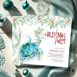Beach Christmas Party Watercolor Sea Turtle Invitation<br><div class="desc">A cute beach Christmas invitations in a square format that features watercolor holiday greenery with a sea turtle. The words "Christmas Party" are set in fun hand lettered type. A botanical choice for a tropical themed holiday party. Unique watercolor art and design by Victoria Grigaliunas of Do Tell A Belle....</div>