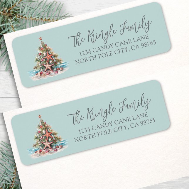 Beach Christmas Return Address (Beach Christmas Return Address label)