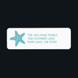 Beach Christmas Return Address Label<br><div class="desc">Pretty blue starfish Christmas return address labels. Coordinating Christmas cards and postcards available.</div>
