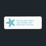 Beach Christmas Return Address Label<br><div class="desc">Pretty blue starfish Christmas return address labels. Coordinating Christmas cards and postcards available.</div>