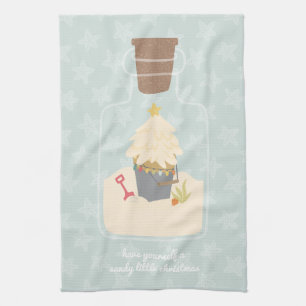 Beach Christmas Sand Pail Kitchen Towel