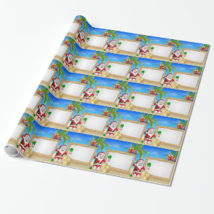 Beach Christmas Santa Wrapping Paper