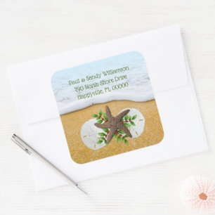 Beach Christmas Starfish Square Envelope Seals