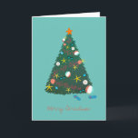 Beach Christmas Tree Holiday Vacation  Card<br><div class="desc">Beach themed decorated Christmas tree with coral,  sunglasses,  seashells,  beach balls and star fish. Original illustration by Becky Nimoy. customize the greeting and inside as desired,  even add a family photo</div>
