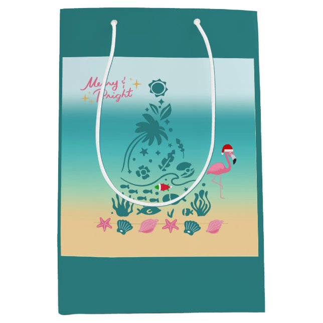 Beach Christmas Tree Medium Gift Bag (Front)