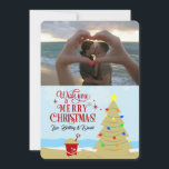 Beach Christmas Tree Merry Christmas Photo Announcement<br><div class="desc">Holiday card is perfect for anyone that spends time on the beach during Christmas. Whether you live in a warm state,  or vacation during the Holidays,  send your warm greeting cards out to everyone you know!</div>