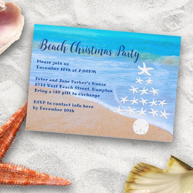Beach Christmas Tree Party Invitation (Creator Uploaded)