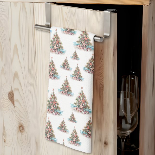Beach Christmas Tree Pattern Kitchen Towel (Beach Christmas Tree Pattern kitchen towel )