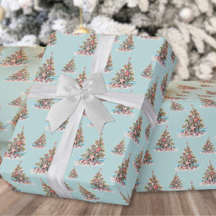 Beach Christmas Tree Pattern Wrapping Paper