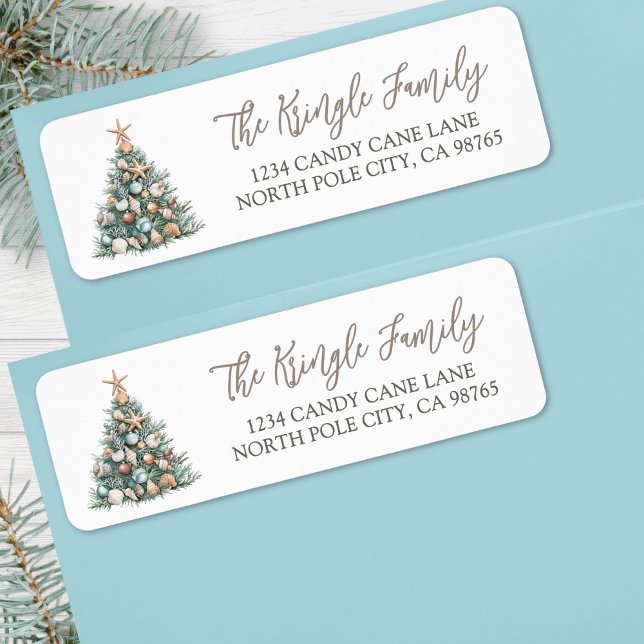 Beach Christmas Tree Return Address (Beach Christmas Tree Return Address label)