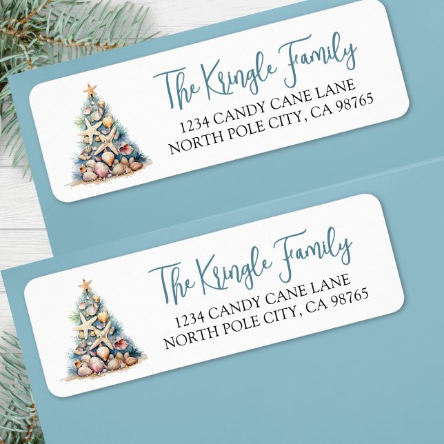 Beach Christmas Tree Return Address (Beach Christmas Tree Return Address label )