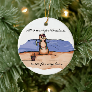 Beach Christmas Vacation Ceramic Ornament