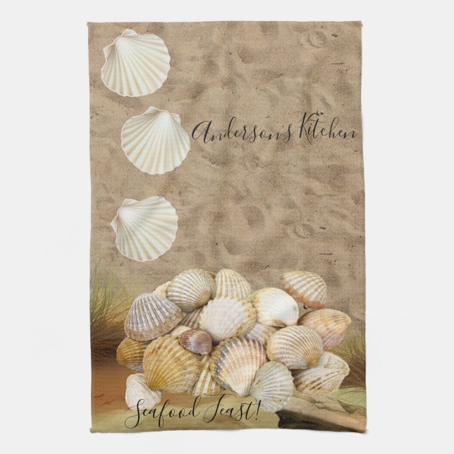 Beach Clams Beach Stones Cuisine Serviette (Vertical)