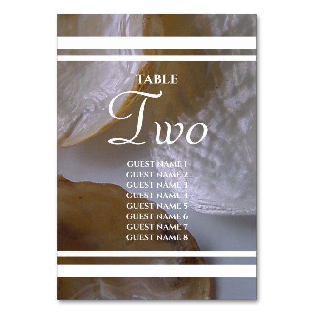 Beach Clams Wedding Guest Names Table Number (Front)