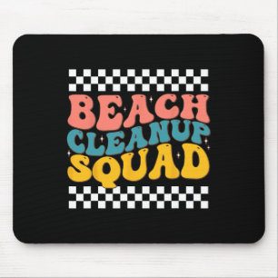 Beach Cleanup Squad Groovy Retro Design For Earth  Mouse Pad