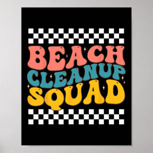 Beach Cleanup Squad Groovy Retro Design For Earth  Poster