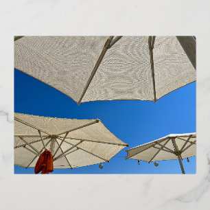 Beach Club Parasols Foil Holiday Postcard