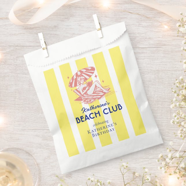 Beach Club Yellow Summer Reading Birthday Party Favour Bag (Clipped)