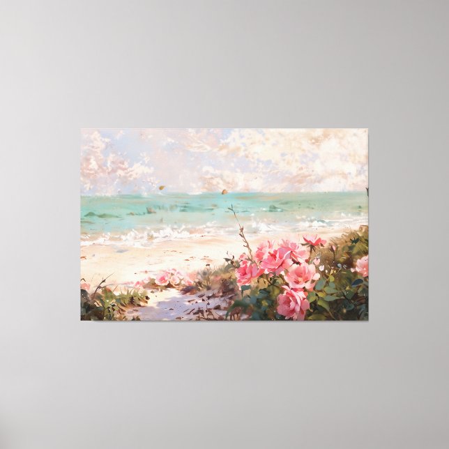 *~* Beach Cluster Roses TV2 Stretched Canvas Print (Front)