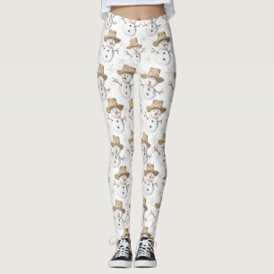 Beach Coast Snowman Christmas Leggings