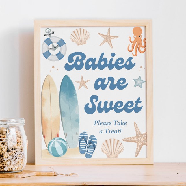 Beach Coastal Baby Shower Babies are Sweet Favour Poster (Creator Uploaded)