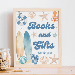 Beach Coastal Baby Shower Books and Gifts  Poster