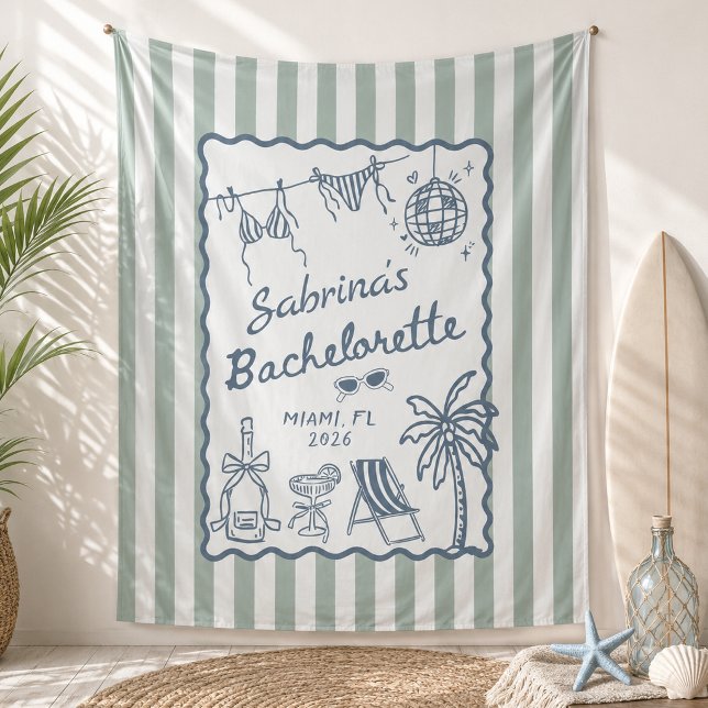 Beach Coastal Bachelorette Party Tapestry (Creator Uploaded)